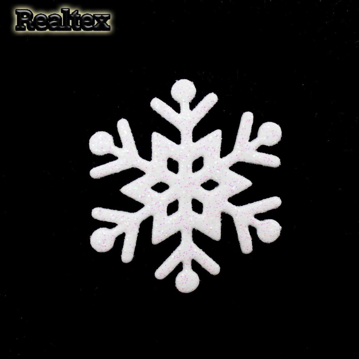 Набор 11 "Снежинки" из глиттерного фоамирана 40мм (10 шт) цв.белый