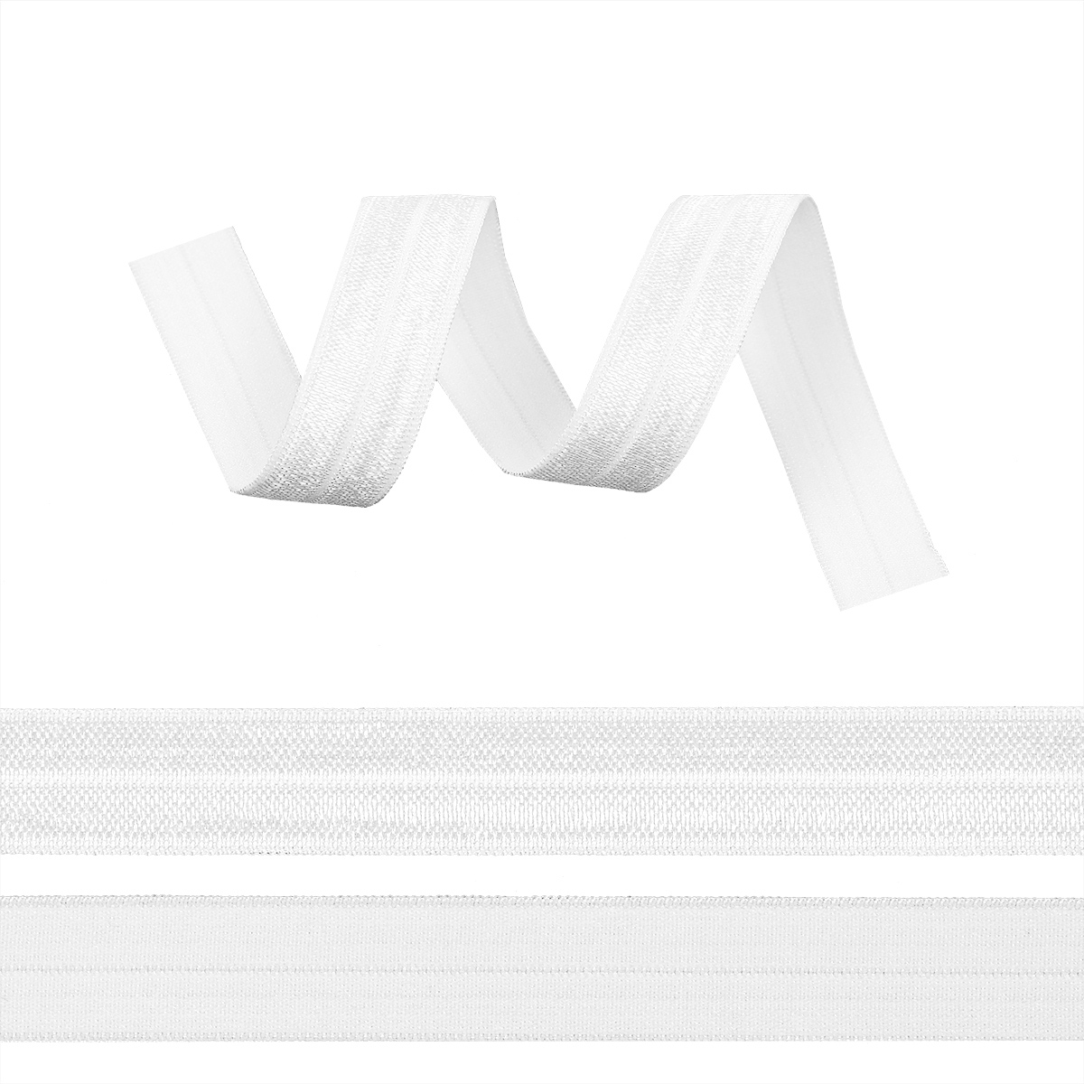 Косая бейка стрейч блестящая 20мм (50м) цв.F101 белый