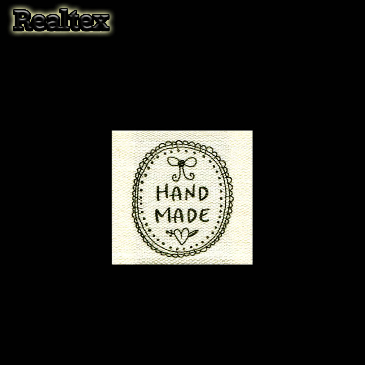 Бирка пришивная ткань Realtex №52 "HandMade" (25шт) цв.суровый