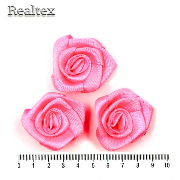 Розочки пришивные атласные Реалтекс R-5 цв.яр.розовый