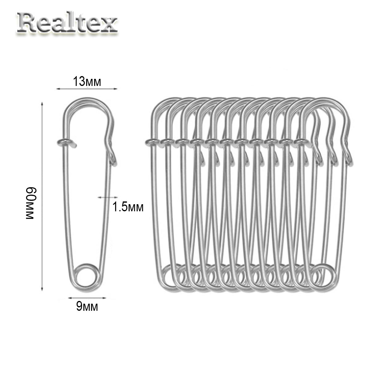 Булавки декоративные Realtex 60мм цв.никель