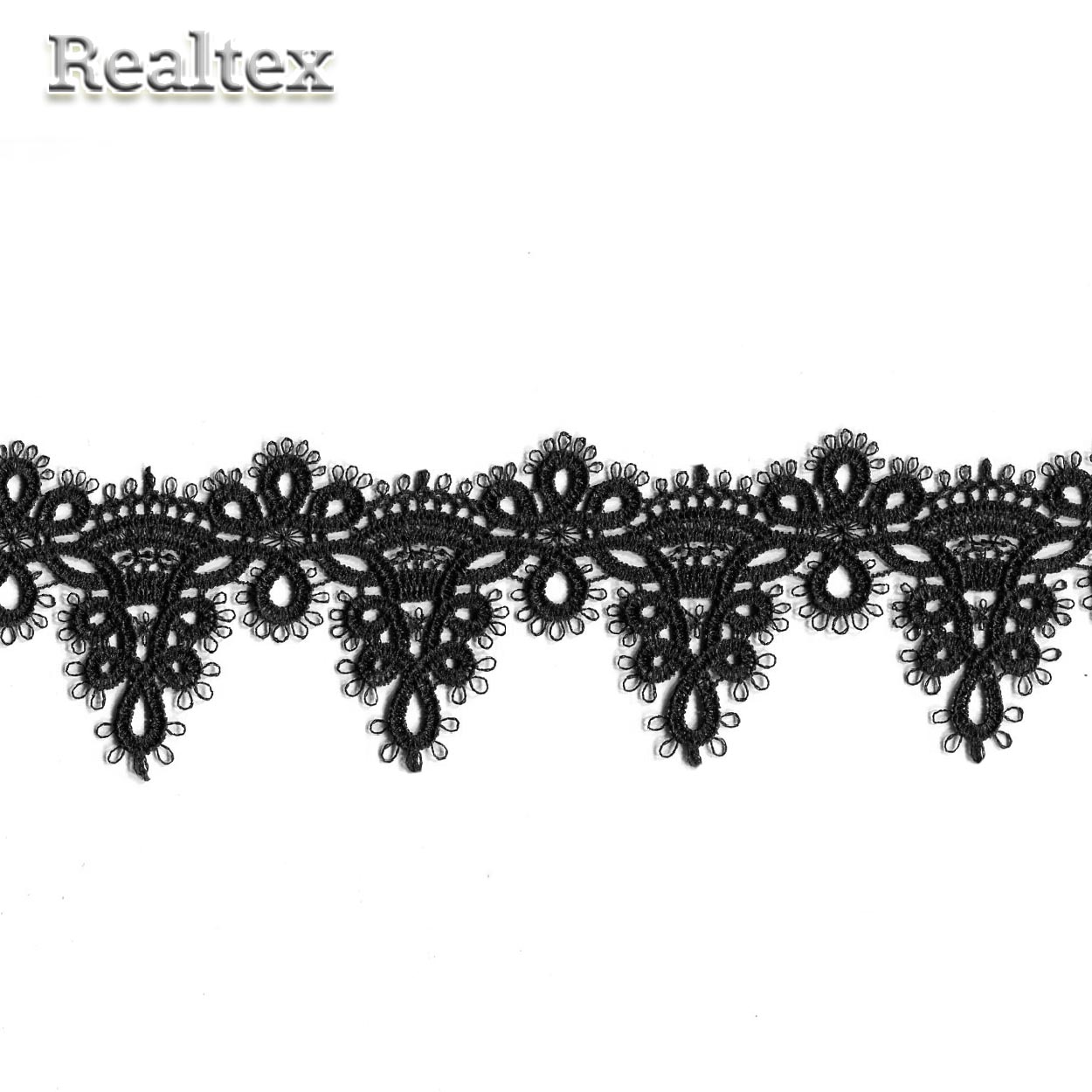 Кружево Realtex гипюр  60мм 8G8022 (9,5м) цв.черный