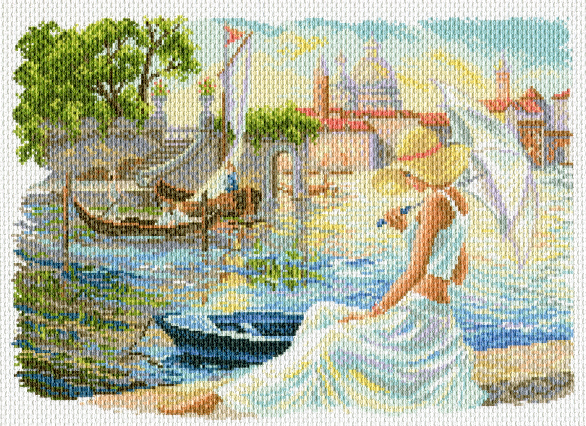 Рисунок на канве МП №1577 "Отдых на Набережной" 37х49см