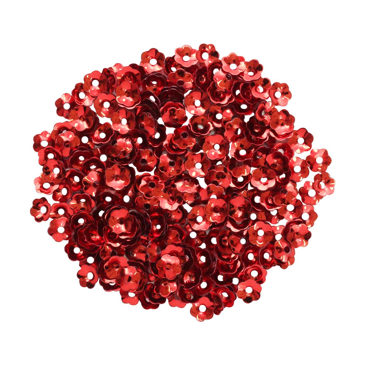 Пайетки "Астра" (10гр) "цветочки объёмные 387" 5мм цв.03 красный