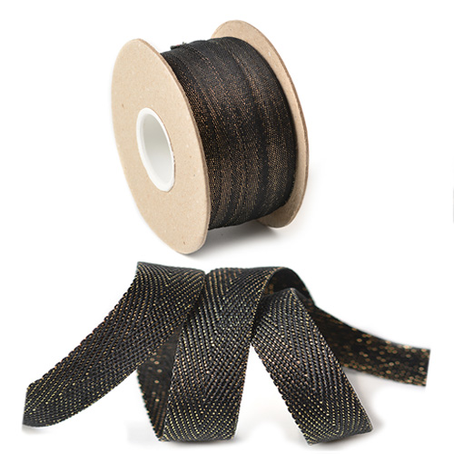 Тесьма киперная металлизированная 90370 13мм цв.чёрный/золото