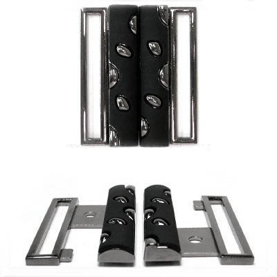 Пряжка металлическая ГНУ 14428 30мм цв.чёрный никель/чёрная резина