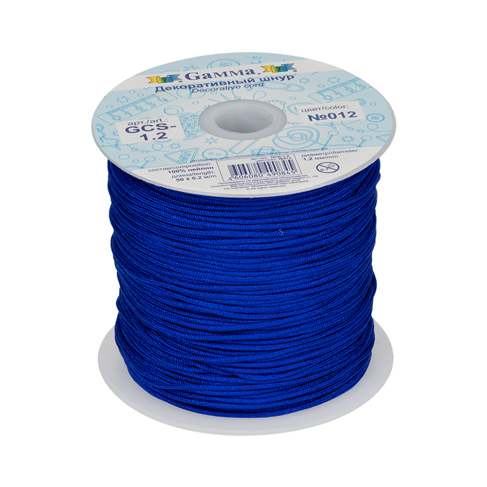 Шнур декоративный GCS-1.2 1.2мм (50м) "Гамма" цв.012 васильковый