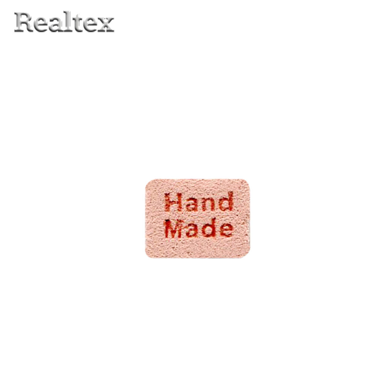 Бирка пришивная замша Realtex №22 "HandMade" цв.пудровый