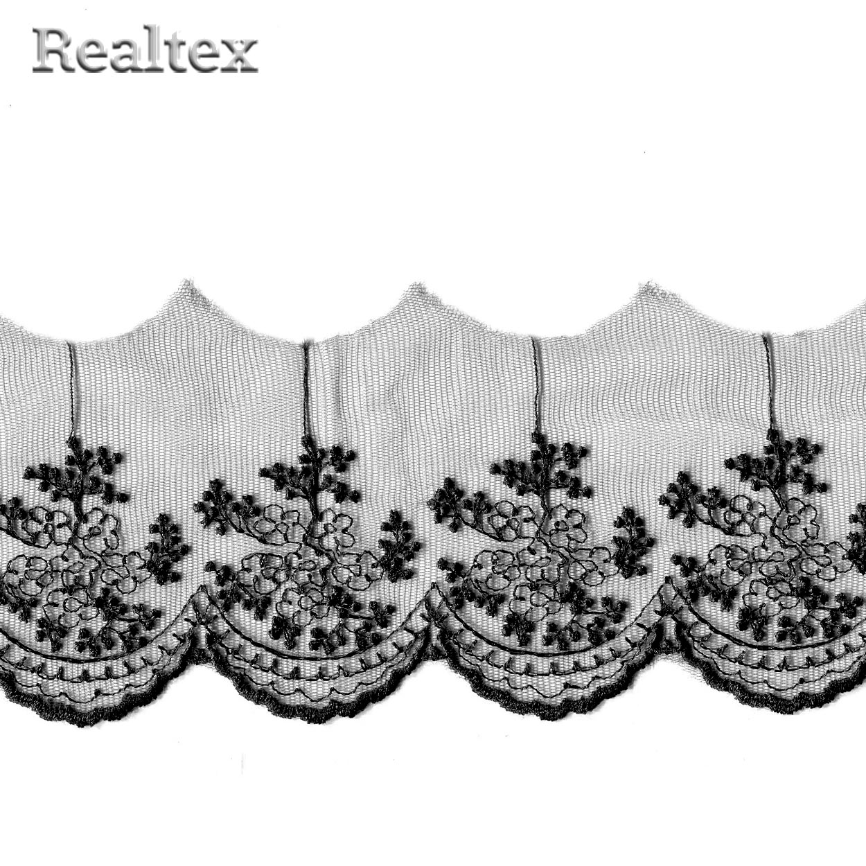 Кружево на сетке 100мм TR 3657 (9м) цв.05 чёрный 