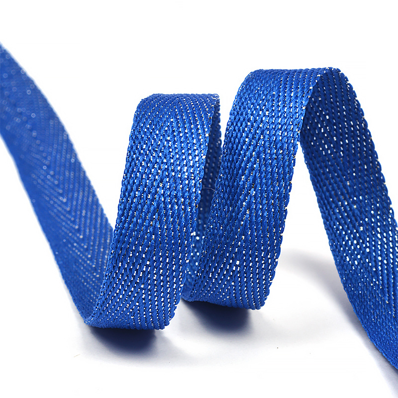 Тесьма киперная металлизированная 90370 13мм цв.тёмный василёк/серебро