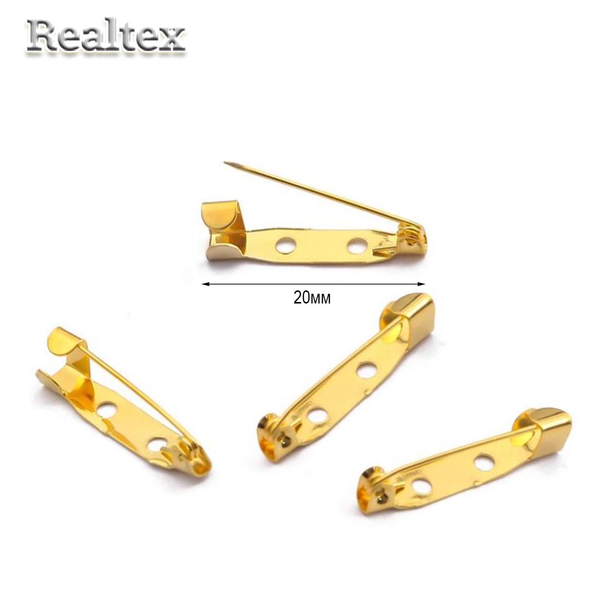 Заготовка для броши Реалтекс прямоугольная 20мм цв.золото