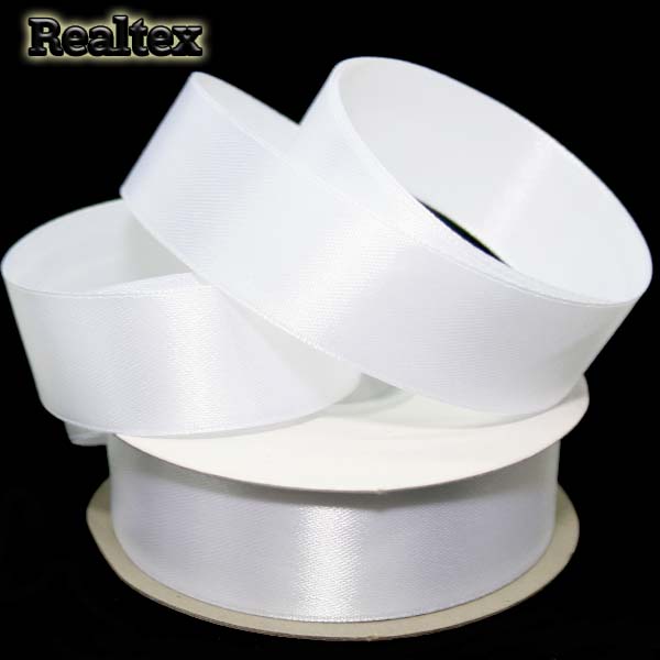Лента атласная 25мм (27,4м) Realtex цв.белый