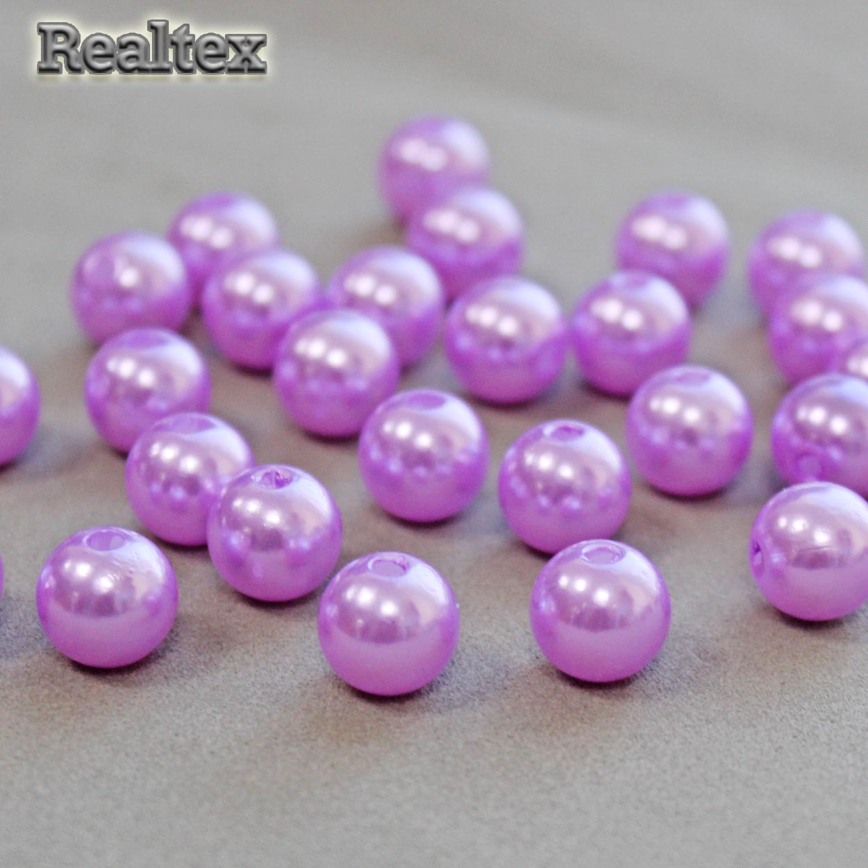 Бусины пластик Реалтекс 10мм под жемчуг (100гр) цв.092 сиреневый