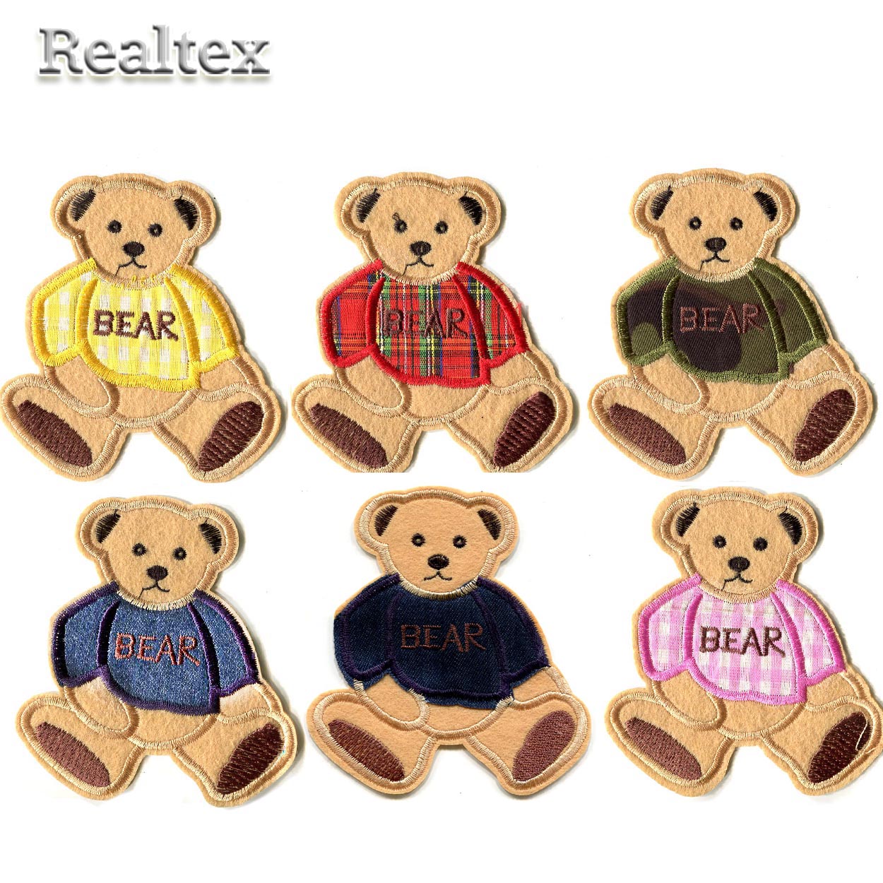 Термоаппликации детские RS 917 "Мишка" (10шт) цв.ассорти