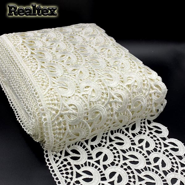 Кружево Realtex гипюр 270мм 8GP6111 цв.молочный