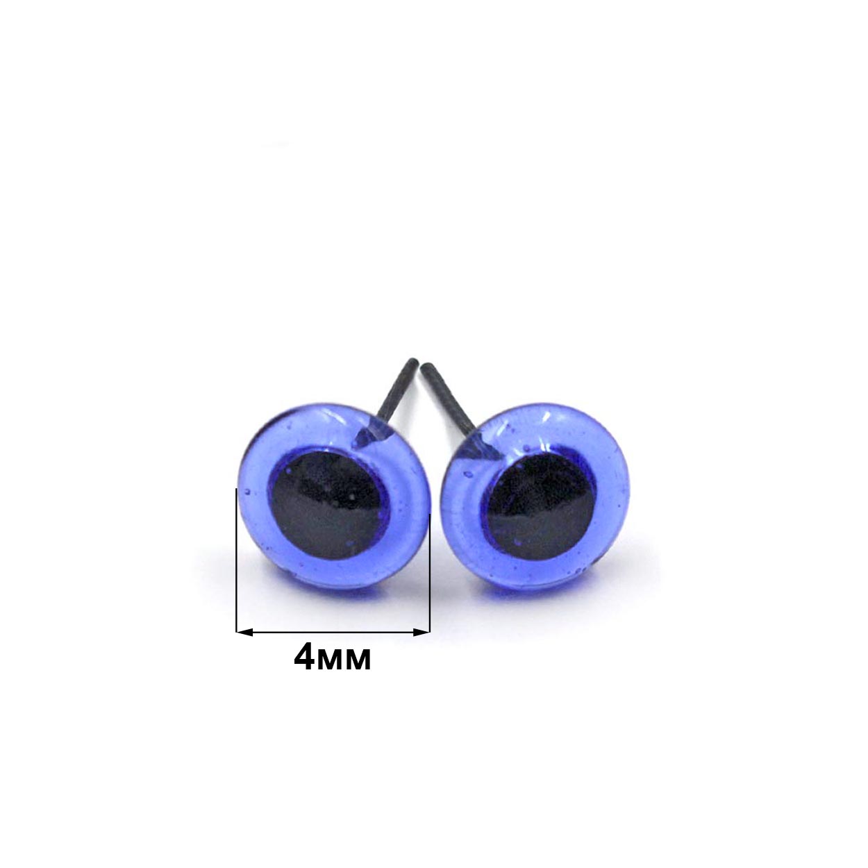 Глазки Realtex стеклянные на метал.ножке R301  4мм (50шт) цв.голубой