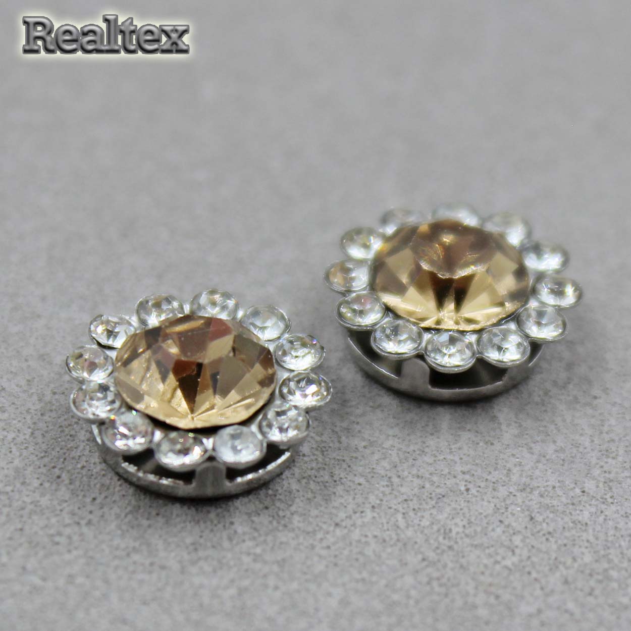 Стразы пришивные стекло в оправе Realtex "цветок" 12мм цв.03 Brown/Crystal