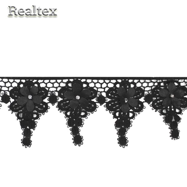 Кружево Realtex объемное 3D 70мм TJ-D312 Realtex цв.черный