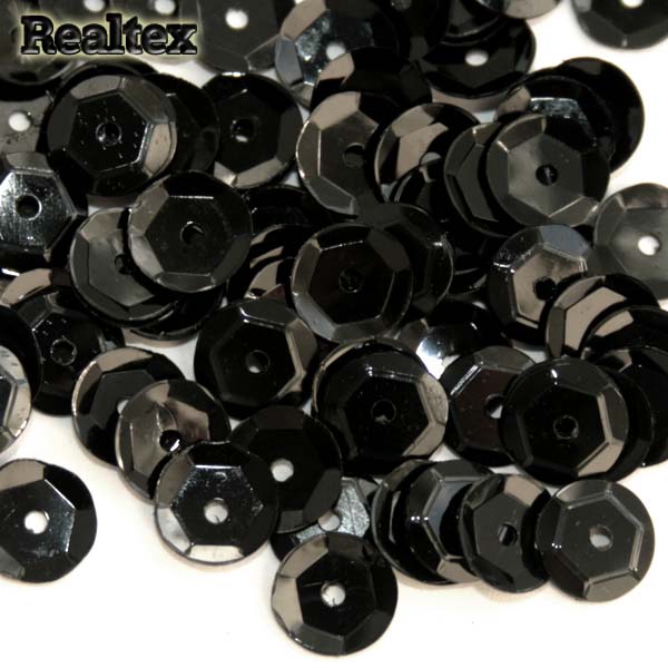 Пайетки "Астра" (10гр) "граненые" 6мм цв.109 черный матовый