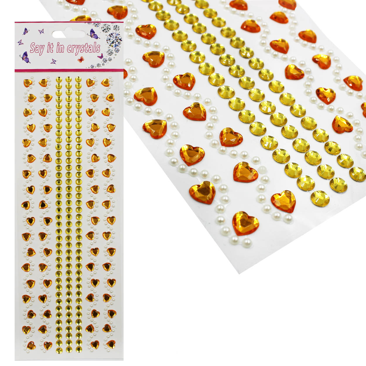 Стразы клеевые акриловые Realtex №4 (блистер) (516шт) цв.желтый