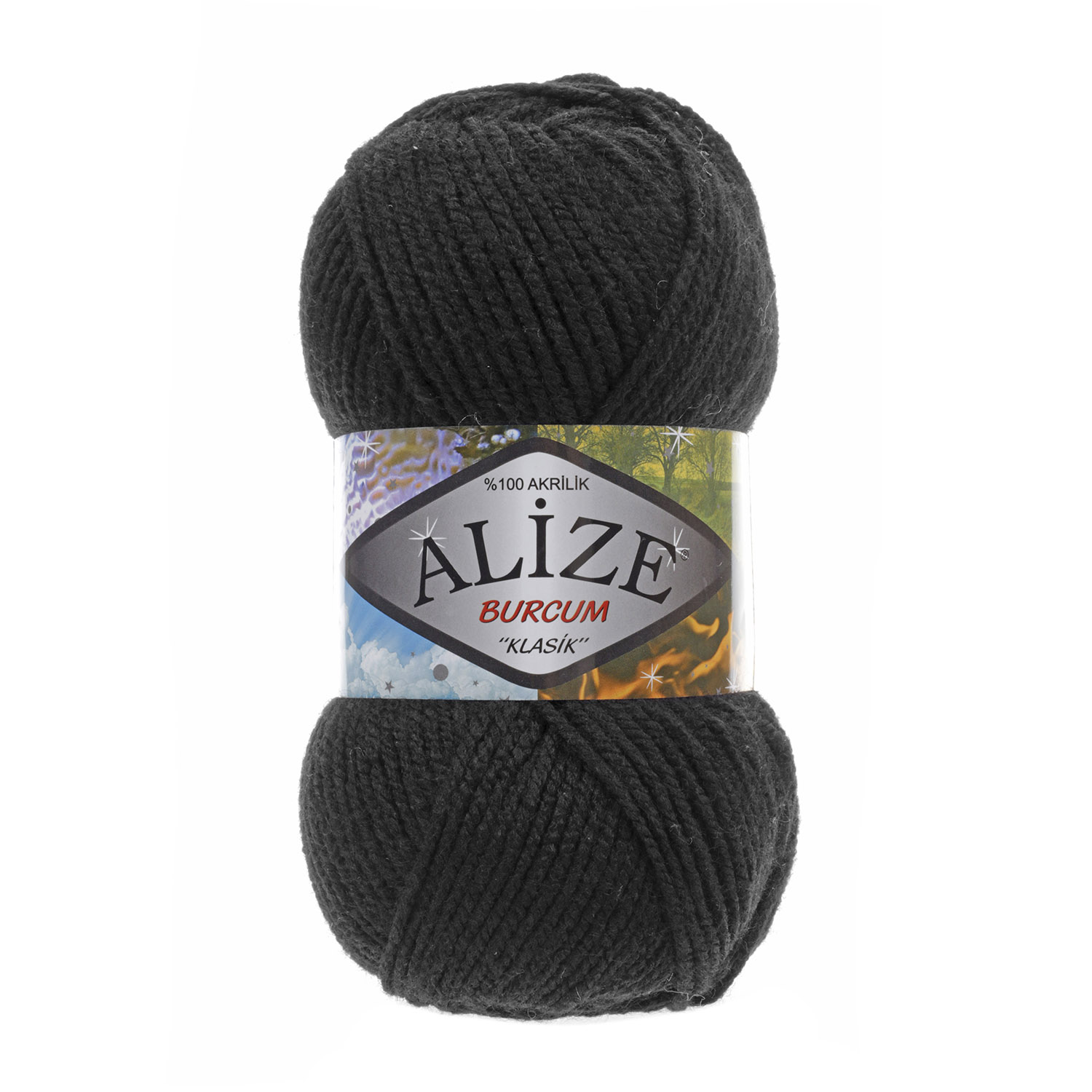 Пряжа Alize "Burcum Klasik" (100гр) цв.черный 60