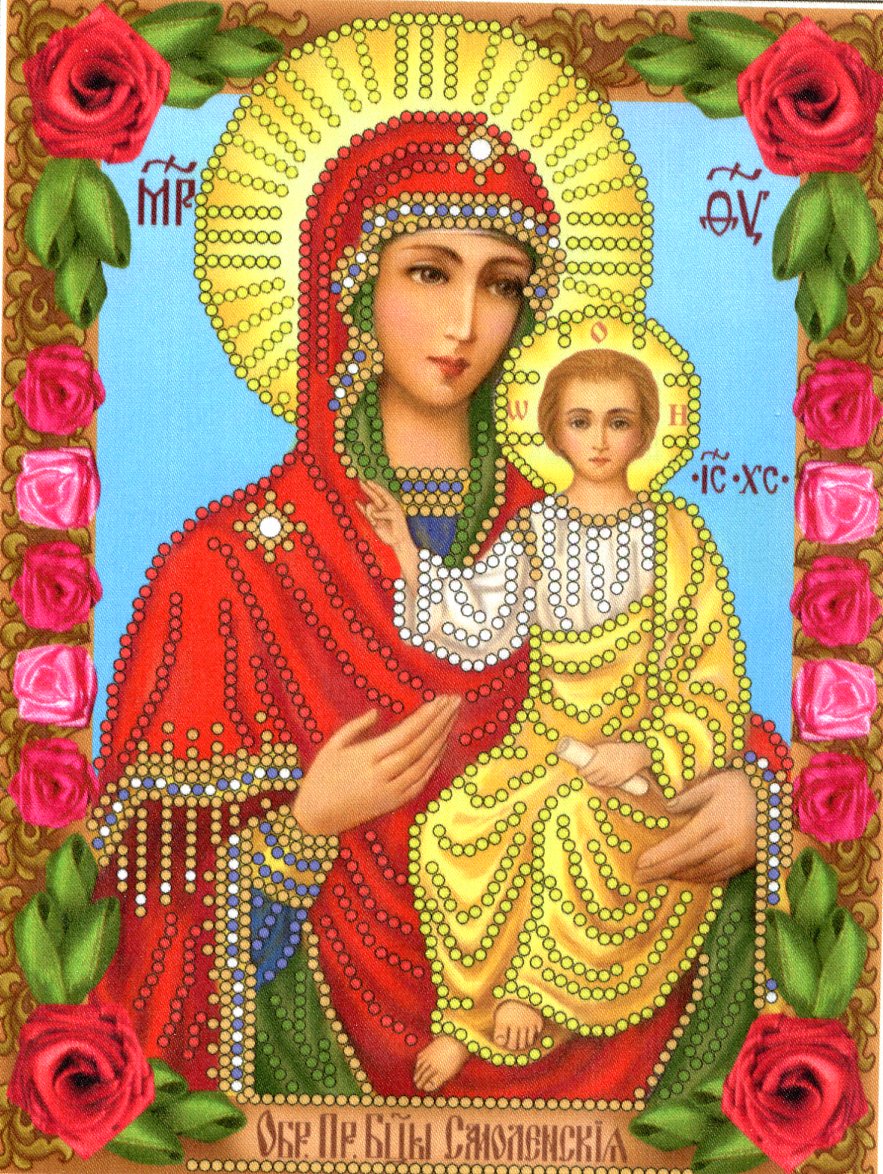 Набор для вышивания на искуственном шелке бисером и лентами "Искусница" БЛ-316 "Смоленская Пр.Богородица" 