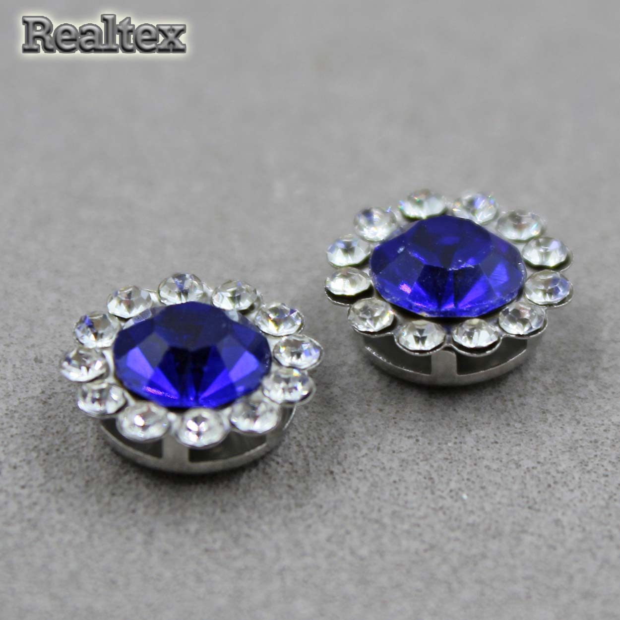 Стразы пришивные стекло в оправе Realtex "цветок" 12мм цв.11 Cobalt/Crystal