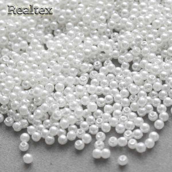 Бусины пластик Реалтекс   3мм под жемчуг(100гр) цв.033 белый