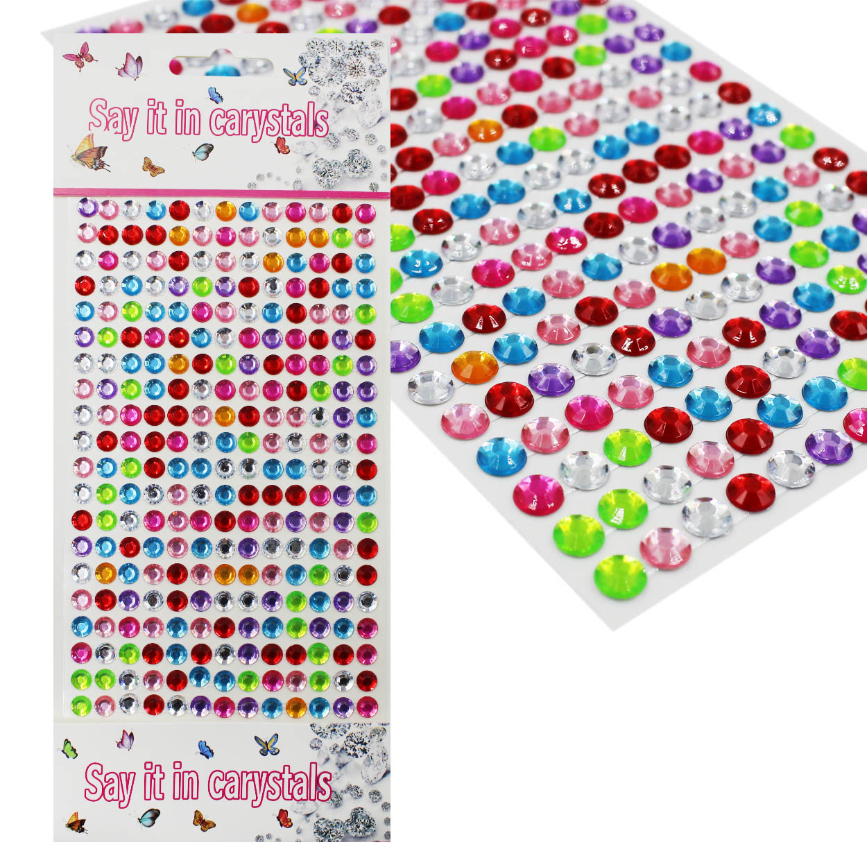 Стразы клеевые акриловые Realtex №7 6мм (блистер) (260шт) цв.MIX