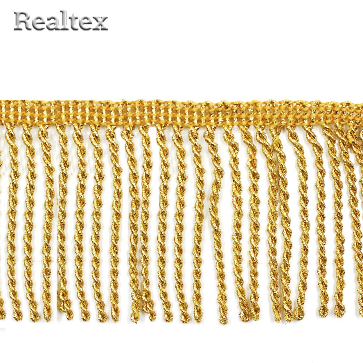 Бахрома Realtex металлизированная 80мм 10460 цв.светлое золото