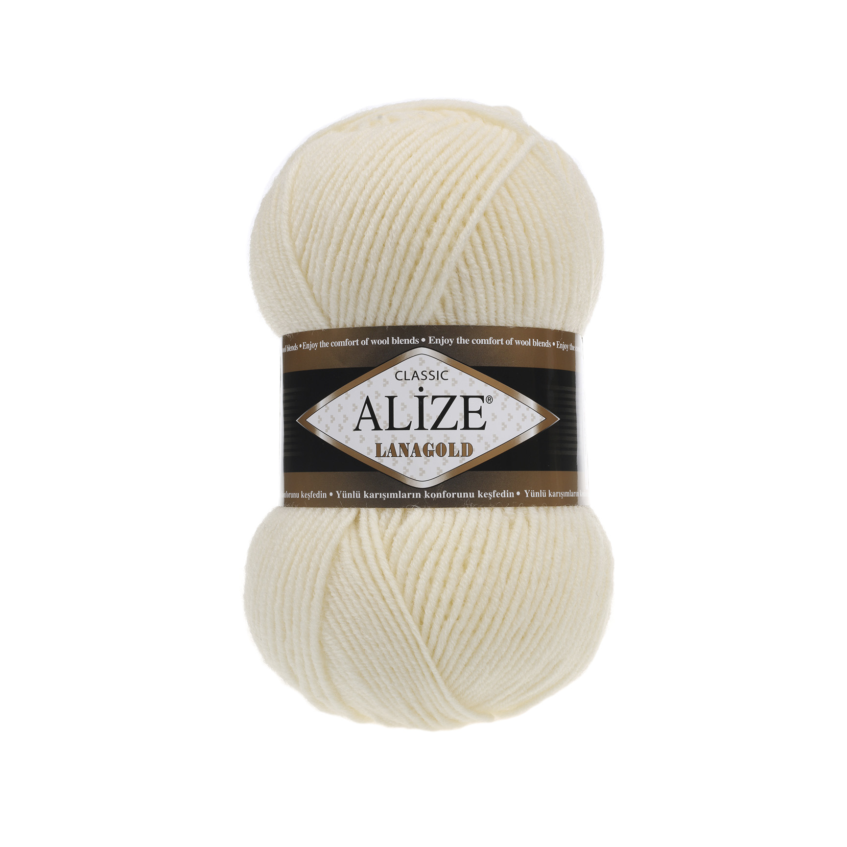 Пряжа Alize "Lana Gold" (0,5кг) цв.001 кремовый 