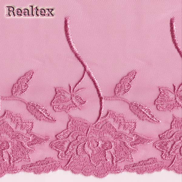 Кружево на сетке 180мм 47-4023 цв.002 розовый