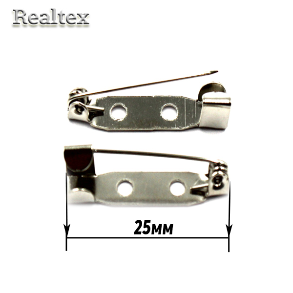 Заготовка для броши Реалтекс прямоугольная 25мм цв.никель