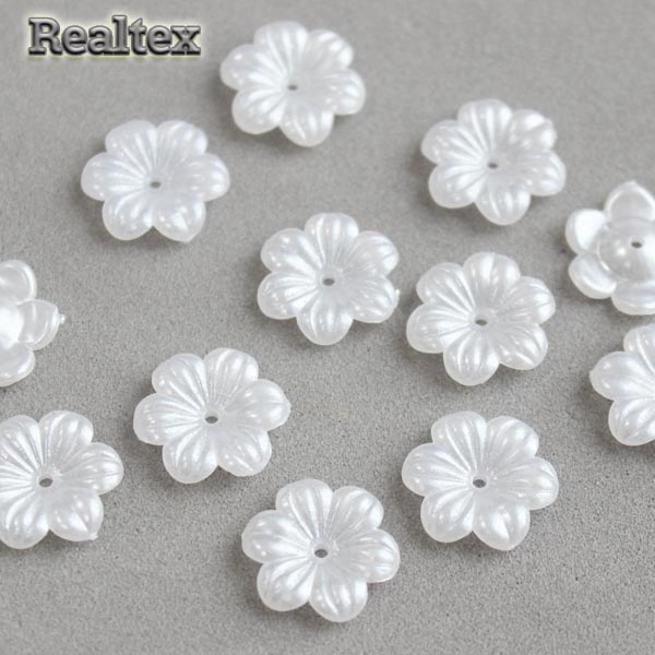 Полу-бусы Реалтекс пришивные 16мм АН-08 "Цветок 6 листов" цв.белый 