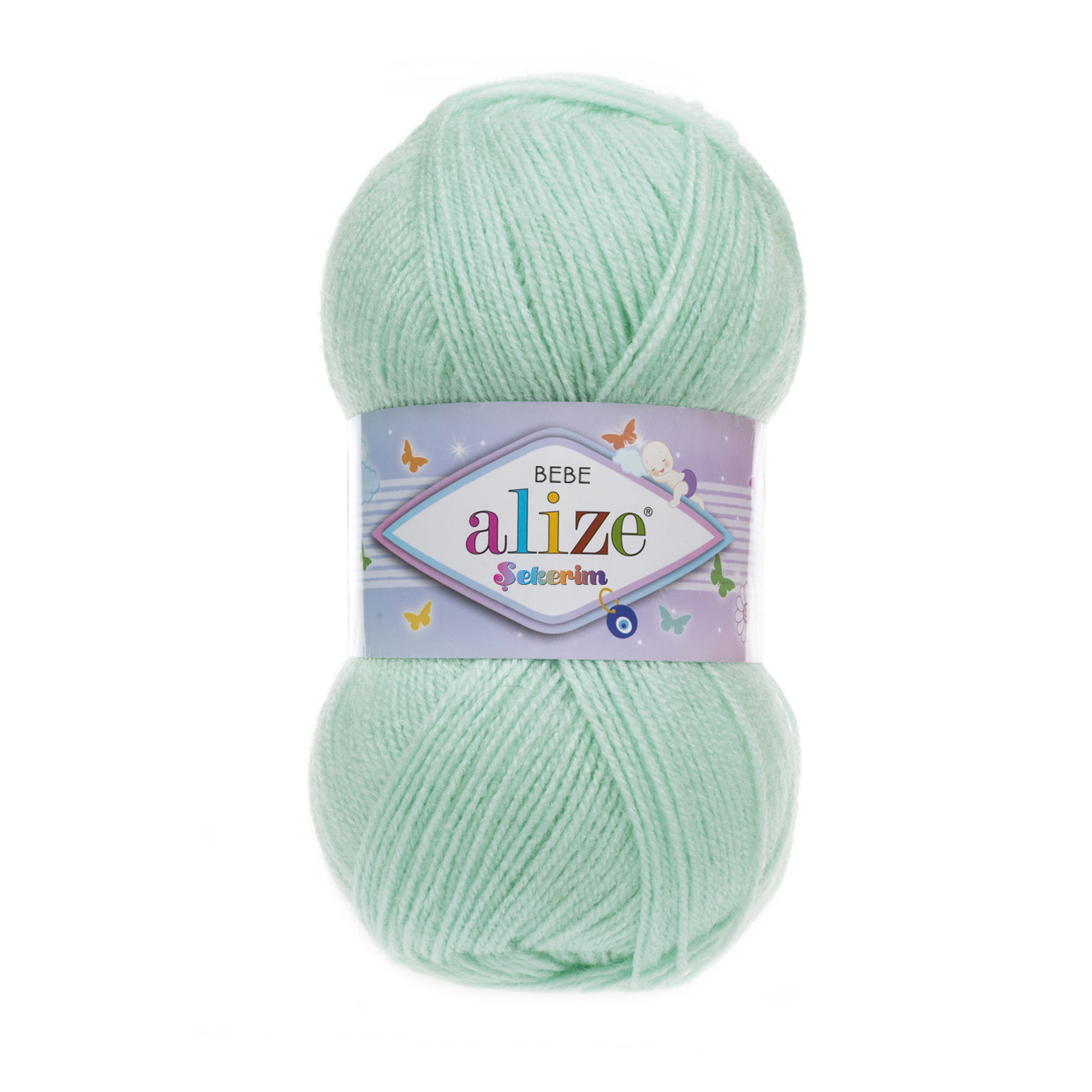 Пряжа Alize "Sekerim Bebe" (100гр) цв.019 водяная зелень