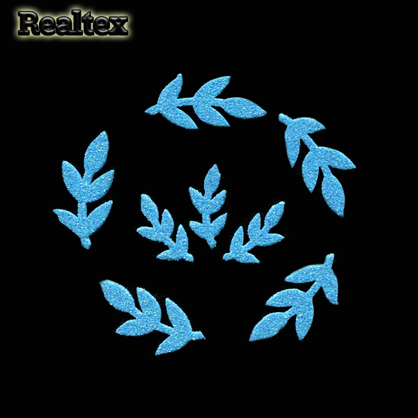 Набор "Листочки 02" из глиттерного фоамирана ассорти (2*10шт) цв.бирюза