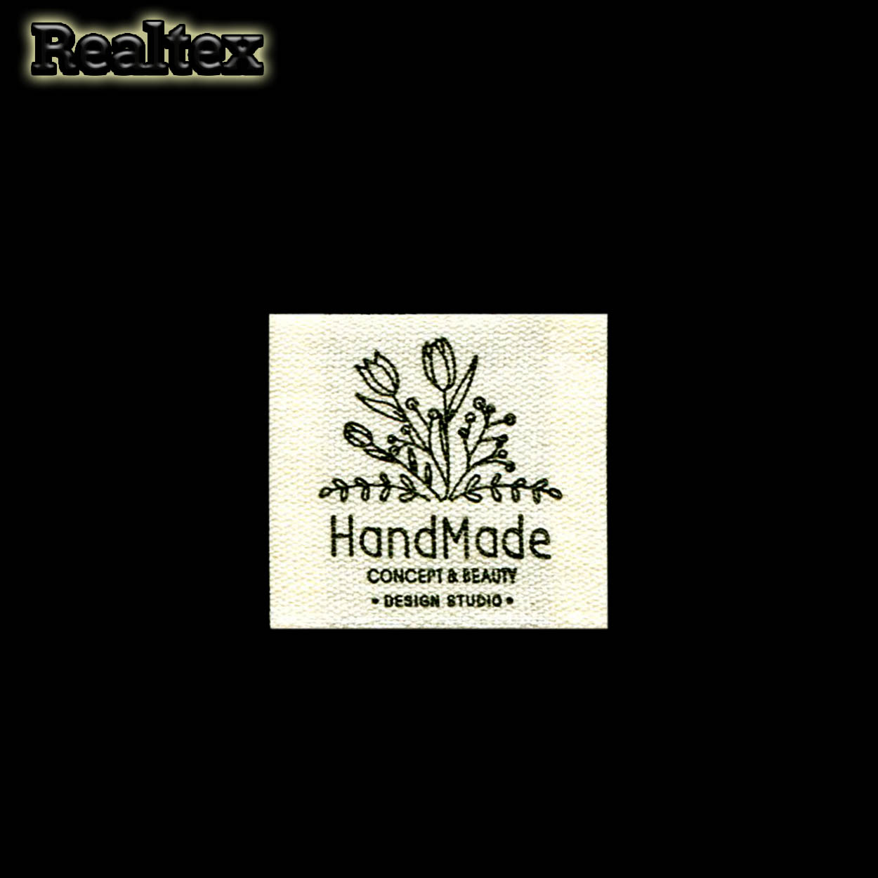 Бирка пришивная ткань Realtex №51 "HandMade" (25шт) цв.суровый