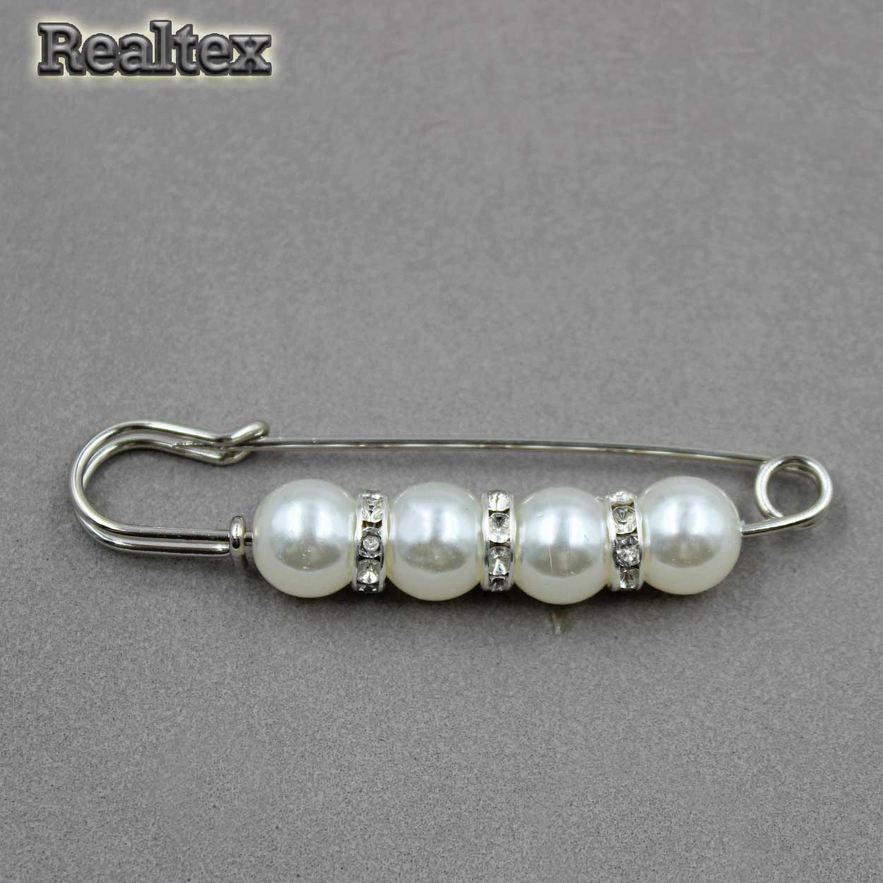 Булавки декоративные Realtex FD-053-1 75мм (5шт) цв.никель/белый