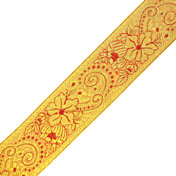 Тесьма жакардовая 50мм с3379г17 рис.9836 "в" (25м) цв.желтый/золото 