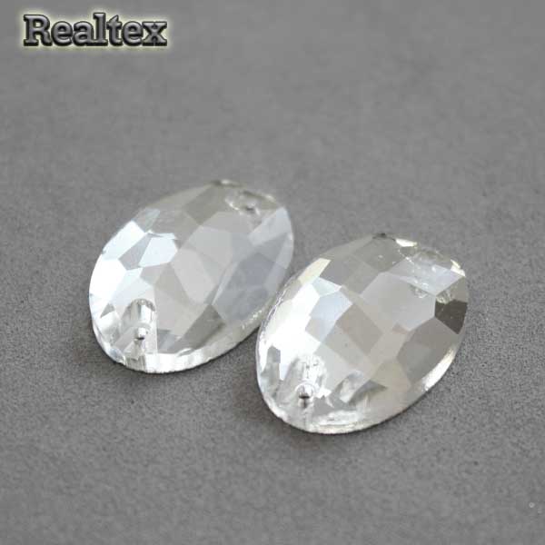 Стразы пришивные стекло овал 11*16мм Реалтекс цв.01 Crystal