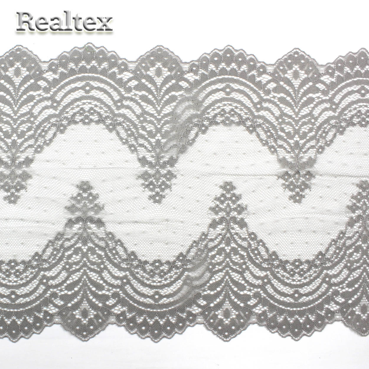 Кружево стрейч 230мм TBY 8036 цв.F310 серый