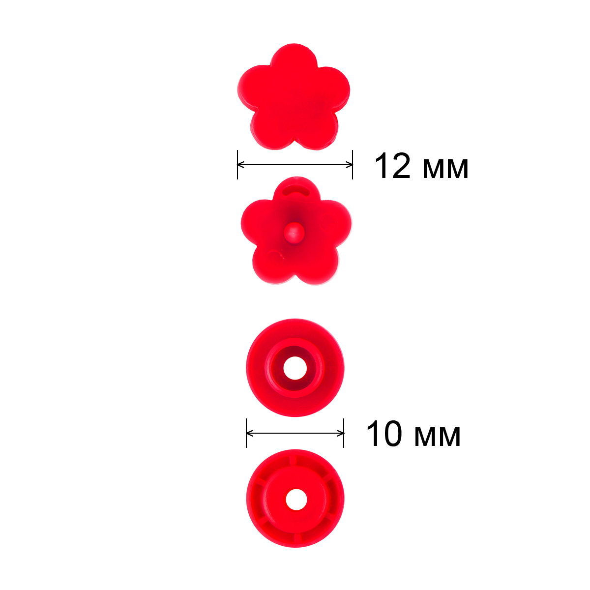 Кнопка рубашечная POM-12FL пластик 12мм (50шт) цв.003 красный