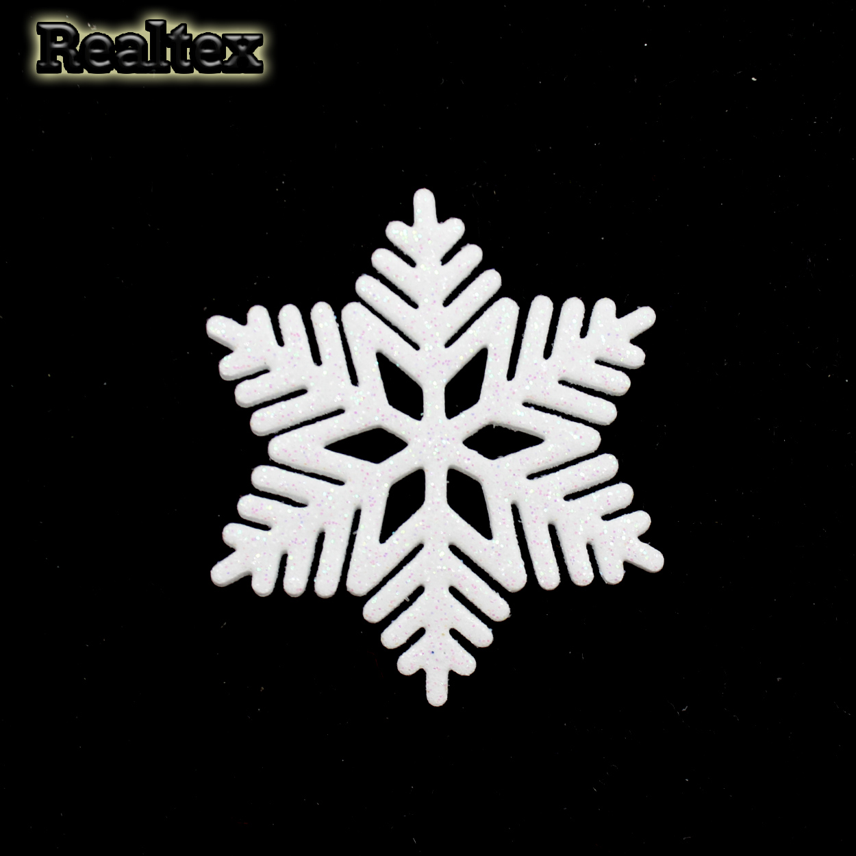 Набор 01 "Снежинки" из глиттерного фоамирана 50мм (10 шт) цв.белый