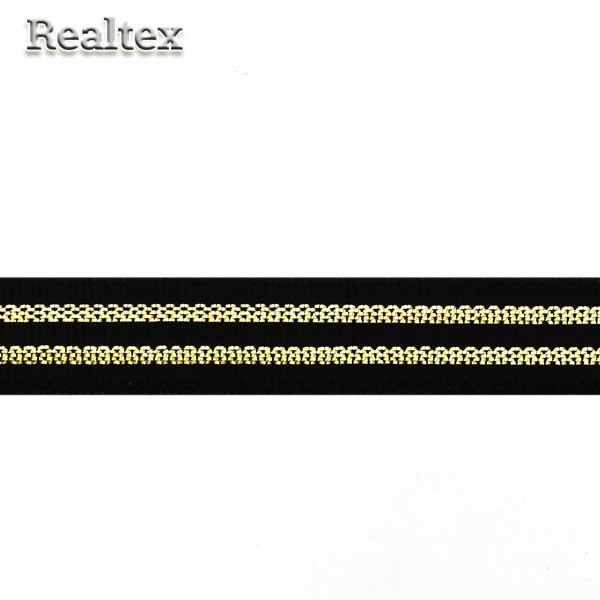 Резинка Реалтекс декоративная 10мм R-24 с люрексом (27,4м) цв.черный/золото