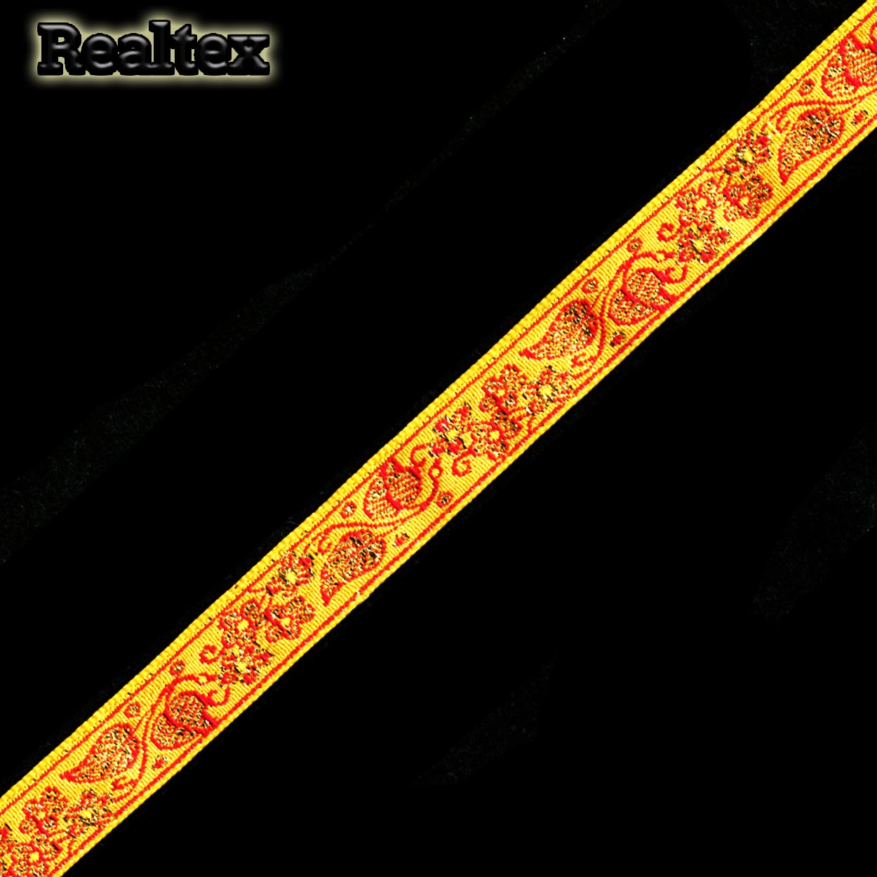 Тесьма жакардовая 18мм с1856г17 рис.9602 "в"  (50м) цв.желтый/золото