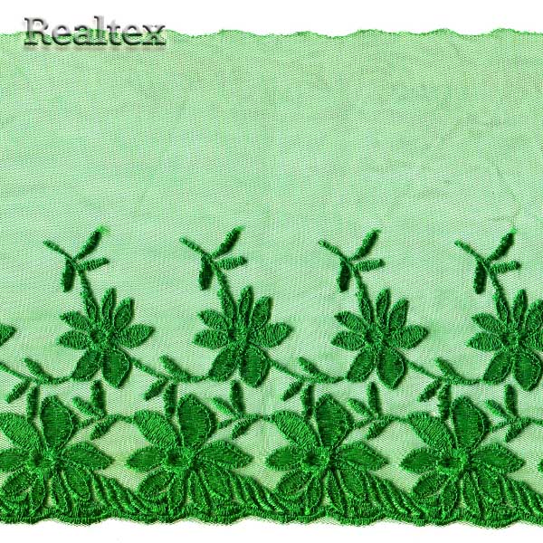 Кружево на сетке 195мм 44-4024 цв.072 зеленый