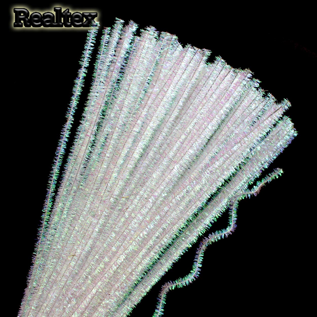 Проволока "Синель" Realtex с люрексом для творчества N d-6мм 30см (100шт) цв.В-002 белый АВ