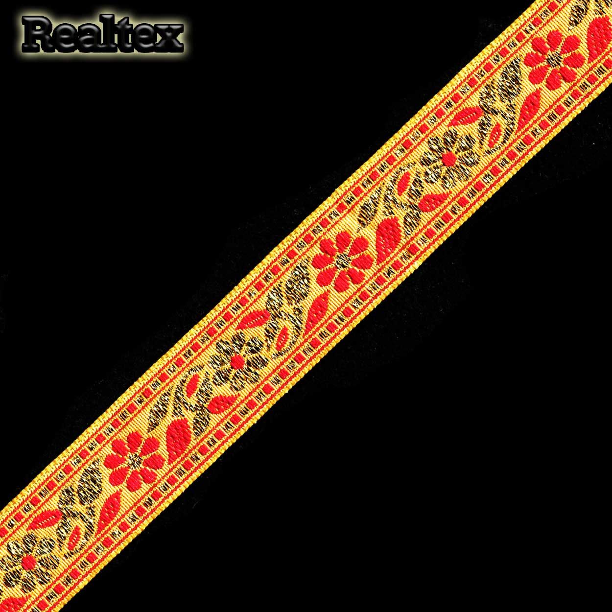 Тесьма жакардовая 24мм с1857г17 рис.8972"в" (25м) цв.желтый/золото