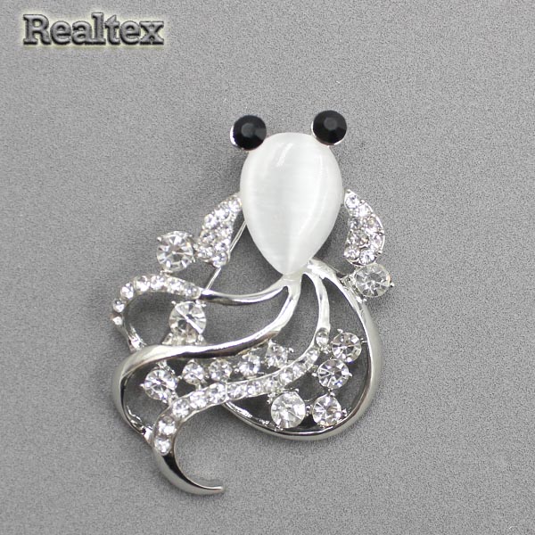 Брошь ювелирная Реалтекс R-105 "Рыбка" цв.серебро 