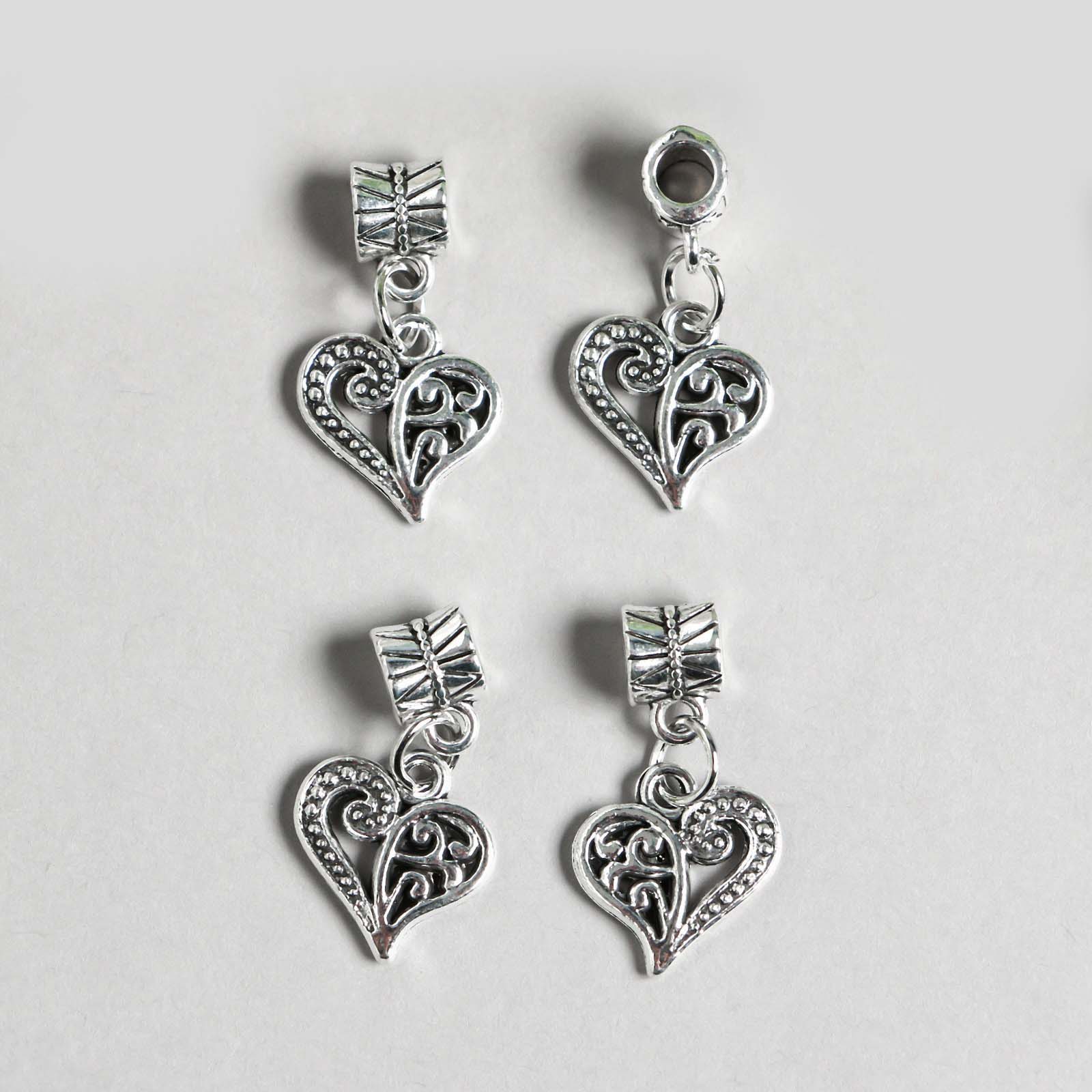 Бейл для бижутерии 7822746 с подвесом "Сердце" (4шт) цв.серебро